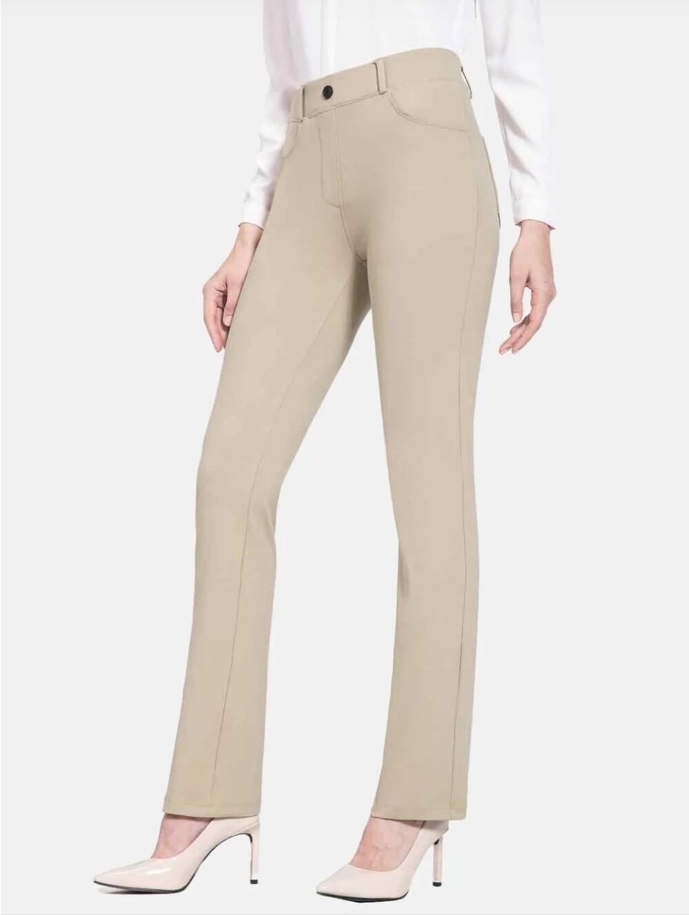 baleaf Dressy Straight-Leg Yoga Pants Khaki Size Medium- Petite